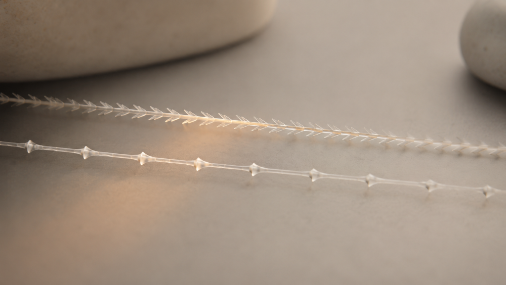 Barbed vs coned thread structure comparison (Aptos, Silhouette Soft)