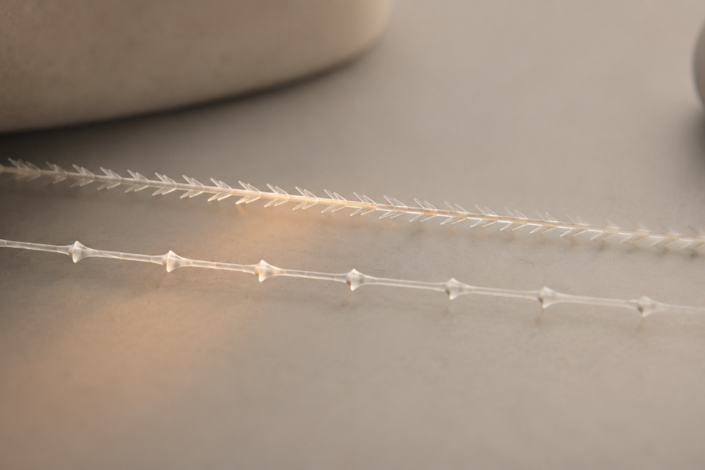 Barbed vs coned thread structure comparison (Aptos, Silhouette Soft)